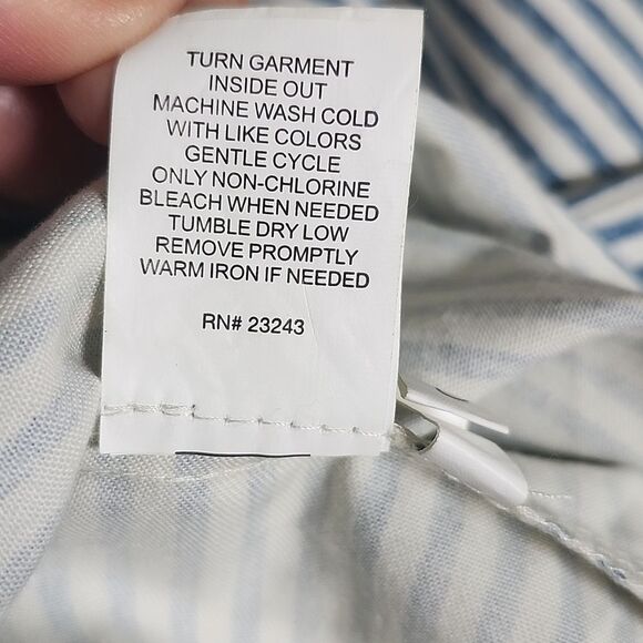 New York & Company Sleeveless Wide Leg Cropped Blue & White Striped Jumpsuit, S - Picture 7 of 9